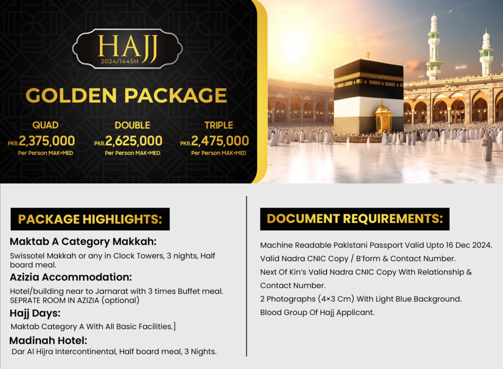 Best Hajj Packages 2025 from Pakistan Meezab air